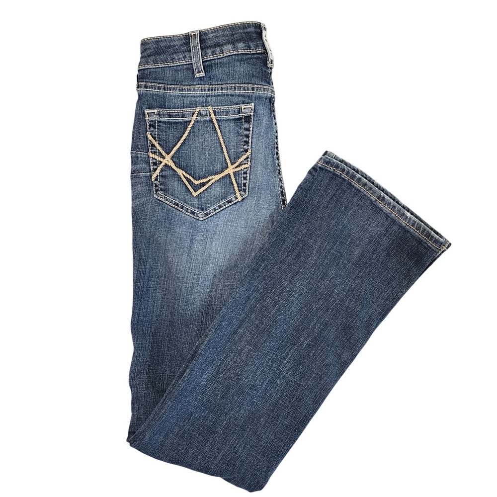 Ariat REAL Denim Jeans Blue Western Mid Rise Embroidered Bootcut 28R